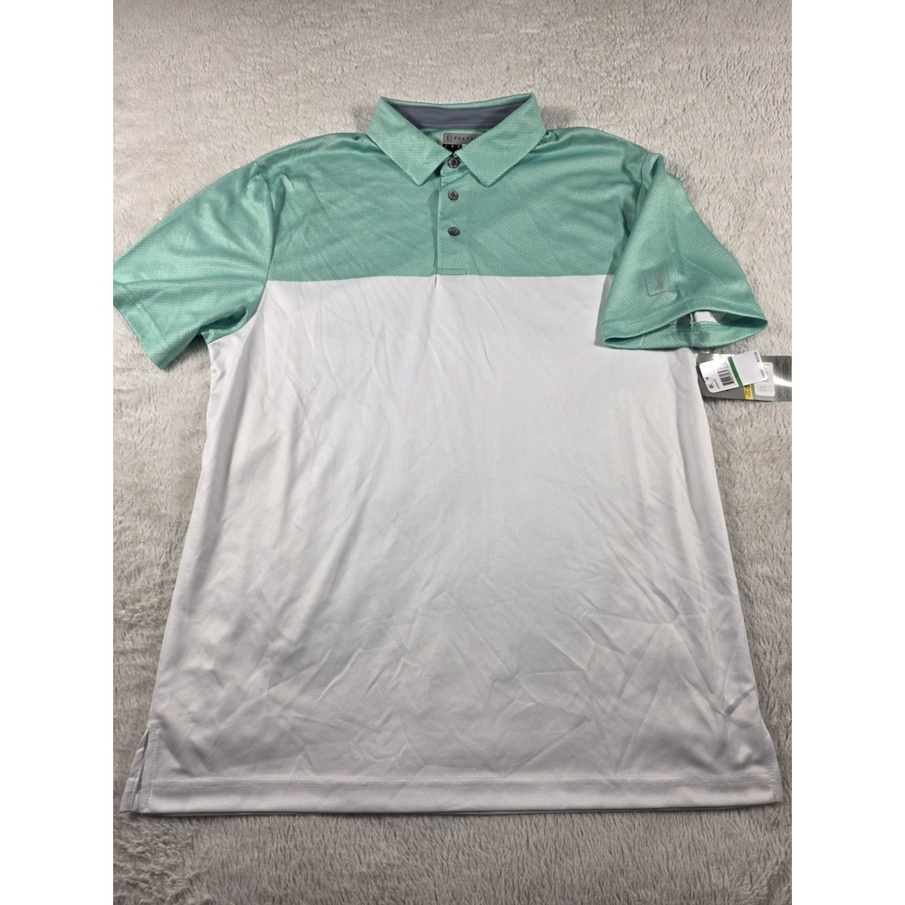 NWT PGA Tour Pro Series Mint Green Polka‎ Dot Polo Shirt  Athletic Fit Stretch